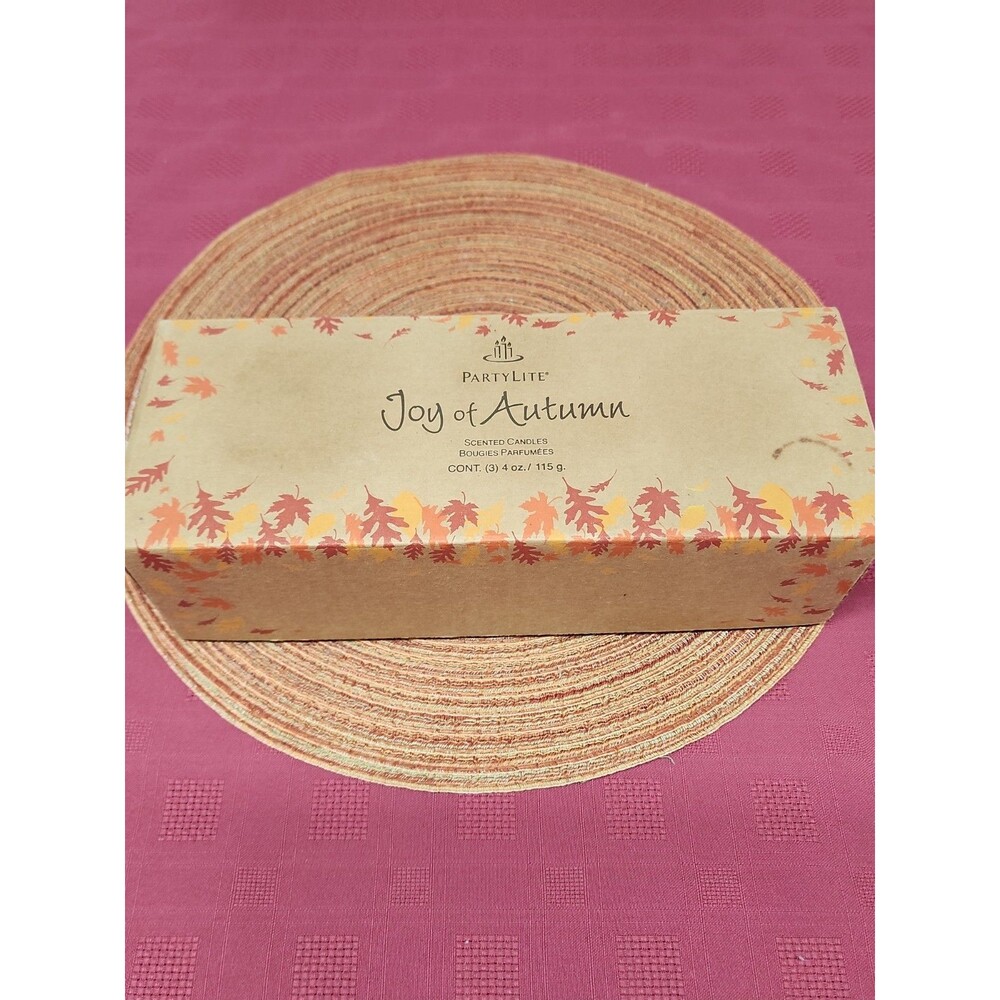 Partylite Joy Of Autumn 3 Candle Set Harvest Fragrances Shades Of Orange NIB - Picture 7 of 9